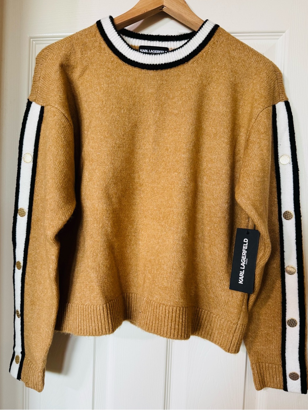 Karl Lagerfeld Petite Cartouche Crewneck Long-Sleeve Sweater Brand new with tags